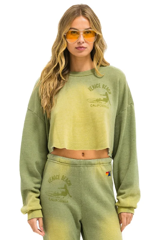 VENICE SURFER CROPPED CREW SWEATSHIRT RELAXED - FADED ARMY Hoodie with V-Neck Classic Versatile VENICE SURFER CROPPED CREW SWEATSHIRT RELAXED - FADED ARMY Hoodie with V-Neck Classic Versatile