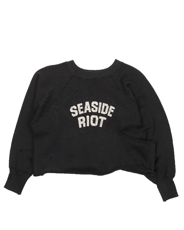Cropped "Seaside Riot" Sweatshirt Hoodie with Crew Neck Simple Timeless