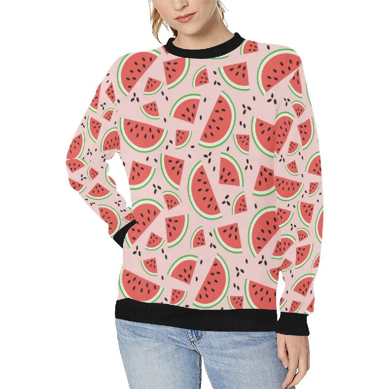 Watermelon pattern Women's Crew Neck Sweatshirt Oversized Hoodie Comfort Casual