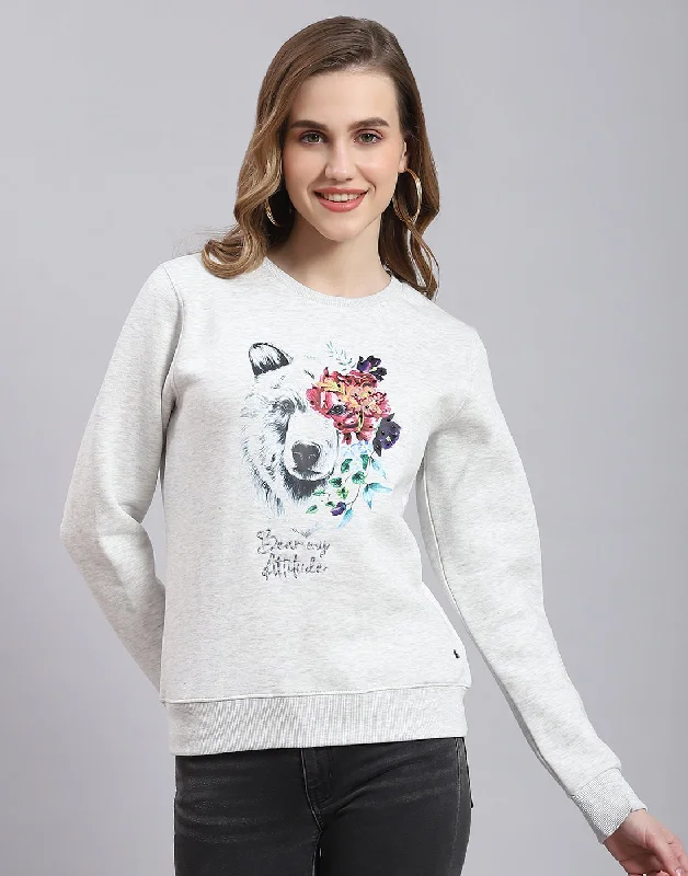 Women Grey Embroidered Round Neck Full Sleeve Sweatshirt Hoodie with Turtle Neck Cozy Winter Women Grey Embroidered Round Neck Full Sleeve Sweatshirt Hoodie with Turtle Neck Cozy Winter