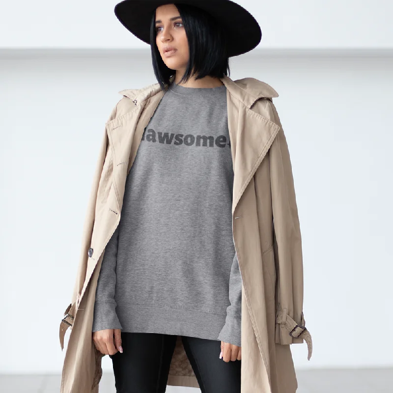 Womens Logo Flawsome Crewneck Sweatshirt Hoodie with Hem Raw Edge Edgy Unfinished