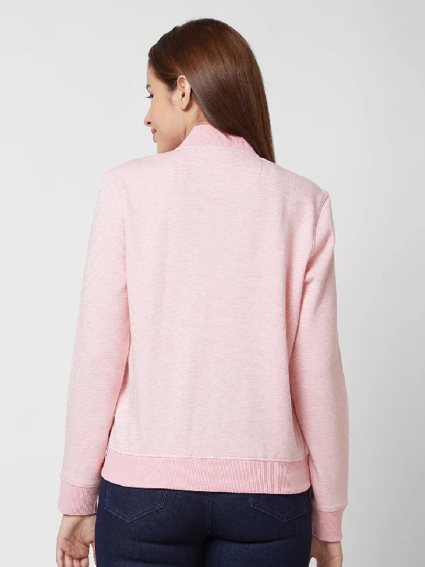 Spykar Round Neck Full Sleeve Pink Sweatshirt For Women Hoodie with Hem Contrast Bold Stylish Spykar Round Neck Full Sleeve Pink Sweatshirt For Women Hoodie with Hem Contrast Bold Stylish
